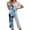 Blue, variant on Lounge Outfits Sets For Women 2 Piece Printing V-Neck Short Sleeve Shirt And Pants Sets Loungewear Pajamas Capris With Pockets on Clearance