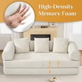 thumbnail image 3 of Wiilayok 78.5" Convertible Sofa Bed,Modular Corduroy Futon Sofa Couch with Pillow, 3 Seater Sofa for Living Room, Bedroom,Beige, 3 of 10