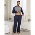 thumbnail image 4 of GIRUNS Men's Pajamas Set Long Sleeve Sleepwear Soft Loungewear Pants Pjs Sets with Pockets Navy Blue L, 4 of 7