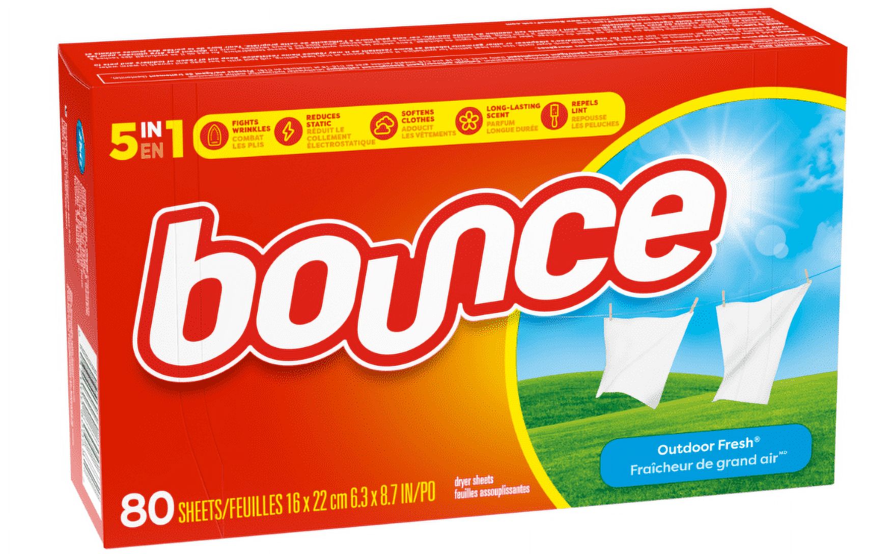 Bounce Outdoor Fresh Dryer Sheets, 80 Count, Pack of 2
