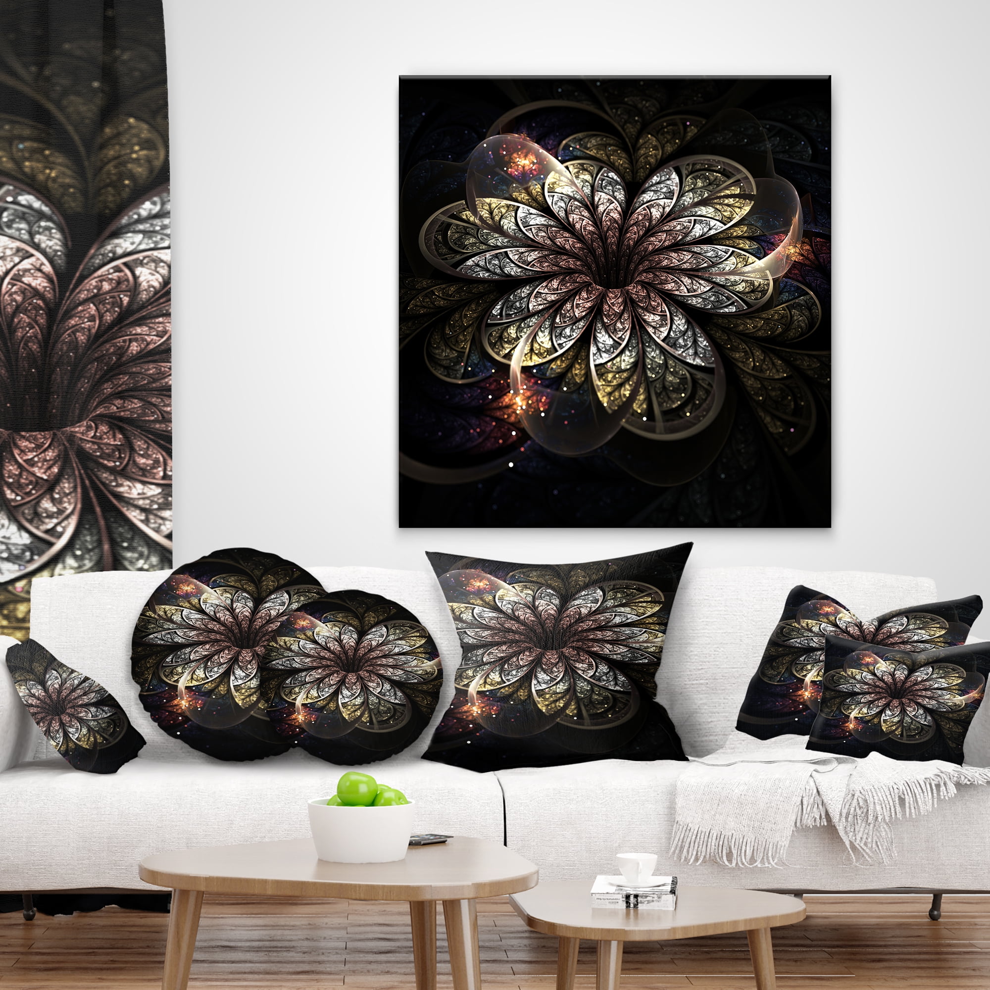 Designart 16" x 16" Gold Polyester Throw Pillow