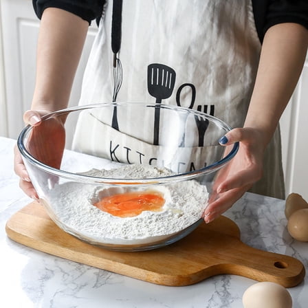 Yardwe White Glass Food Serving Bowl for Home Use Decorative Smooth Rim Detail 1Pc