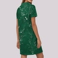 thumbnail image 4 of UoCefik Dresses For Women Short Sleeve Party V Neck Flowy Dress Fashion Floral Summer Beach Sundress Loose Fit Casual a Line Mini Dresses Dark Green XL, 4 of 4