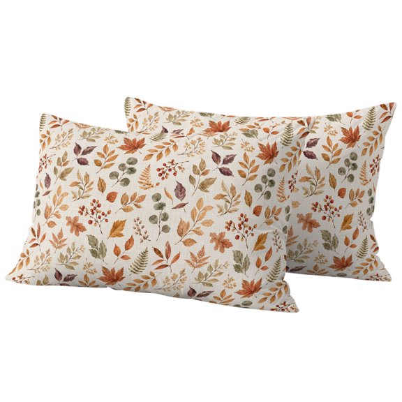 Fall Maple Leaves Outdoor Waterproof Pillow Covers, Thanksgiving Botanical Leaf Autumn Decorative Rectangle Throw Pillowcase Sofa Cushion Sham for Patio/Couch/Chair, 20"x12" 2 Pack