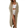 thumbnail image 3 of Womens Open Front Long Cardigan Oversized Long Sleeve Loose Cable Knit Chunky Fall Sweater Coat with Pockets, 3 of 6