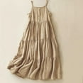 thumbnail image 2 of Aboser Oversized Sleeveless Dresses for Women Casual Button Up Sundress Lightweight Cotton Linen Midi Dress Flowy Spaghetti Strap Sling Dresses Summer Beach Vacation Sundresses, 2 of 9