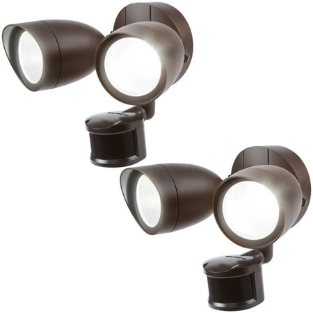 

LEONLITE 2 Pack Motion Sensor LED Security Lights Dusk to Dawn Flood Light Adjustable Dual Heads UL Listed Daylight Bronze