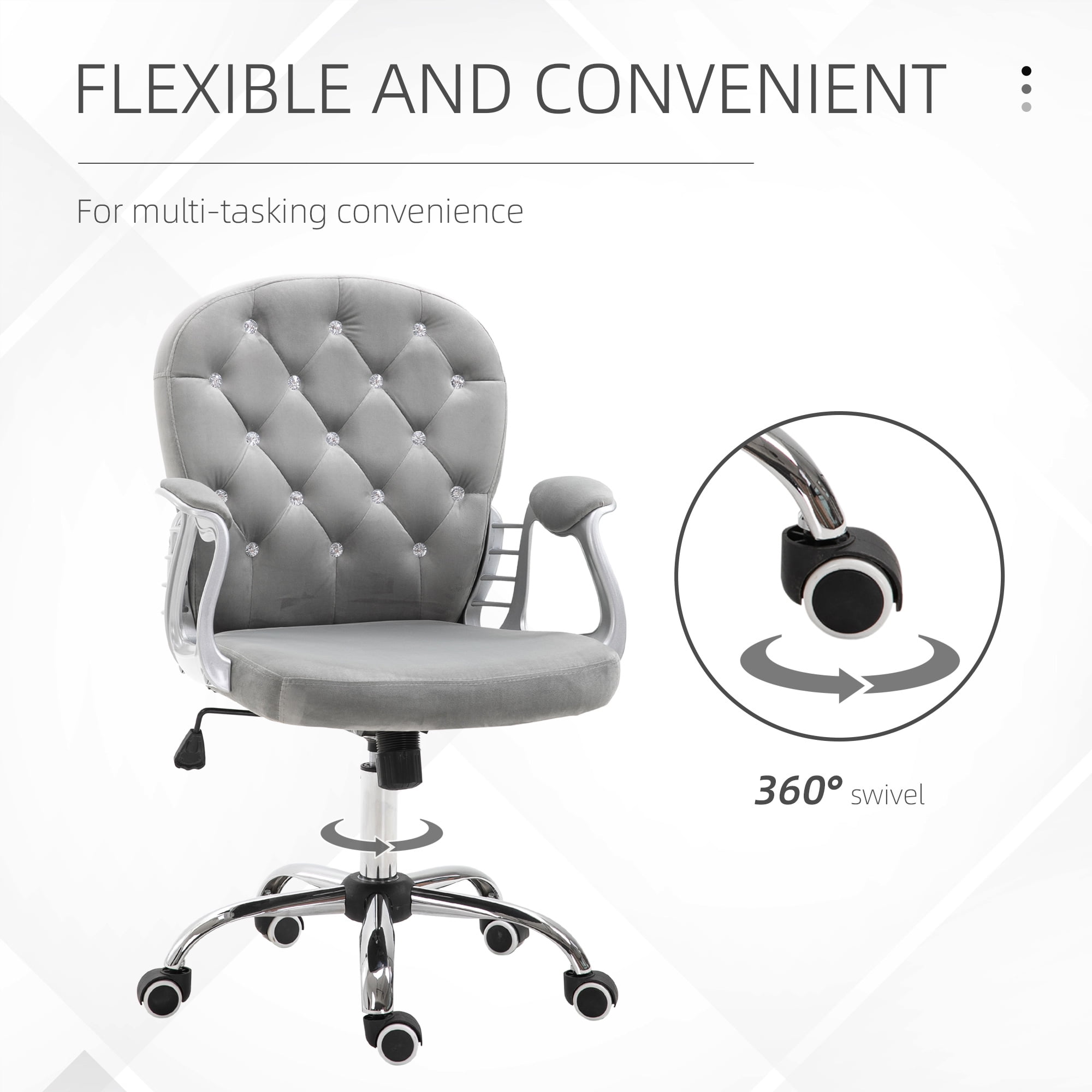 Velvet Office Chair, Grey