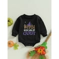 thumbnail image 2 of GXFC Infant Baby Boys Girls Halloween Romper Sweatshirt Newborn Long Sleeve Letter Witch Print One Piece Jumpsuit Toddler Halloween Bodysuit Costume 0-18M, 2 of 9