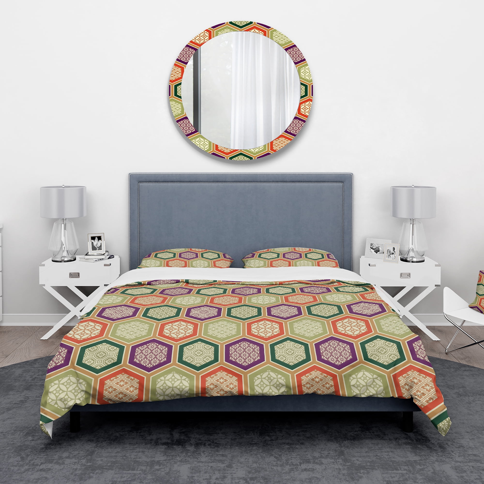 Designart 'Traditional Japanese Pattern' Modern & Contemporary Duvet Cover Set