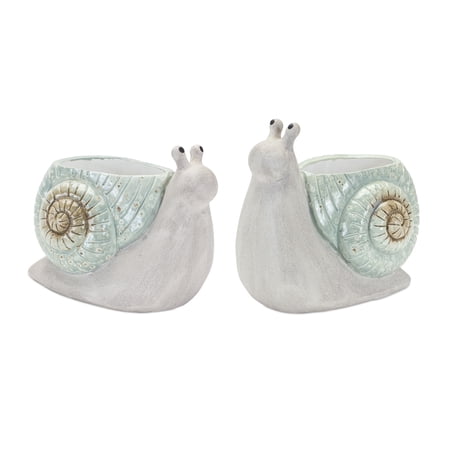 Snail Planter (Set of 2) 8.25"L x 6.5"H, 7.25"L x 7"H Terra Cotta