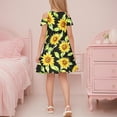 thumbnail image 6 of Delliss Girls Summer Dress Off Shoulder Floral A-line Sunflower Print Dress with Pocket 3-14 Years, 6 of 8