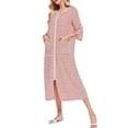 thumbnail image 1 of GPOECD Robe de Nuit Ample à Rayures Confortable et Décontractée Automne Hiver Grande Taille Pyjama Manches 3/4 Rouge,m, 1 of 2