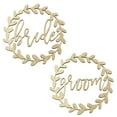 thumbnail image 1 of Koyal Wholesale Bride Groom Chair Signs, Set of 2 Scripted Round Wreath Laser Cut Wood Chair Back Signs, 1 of 3