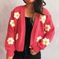 thumbnail image 2 of Akafmk Womens Fall Open Front Cardigan Sweater,Soft Lightweight Knit Tops,Fashion V-Neck Floral Print Knit Sweater Long Sleeve Cardigan Jackets M, 2 of 4