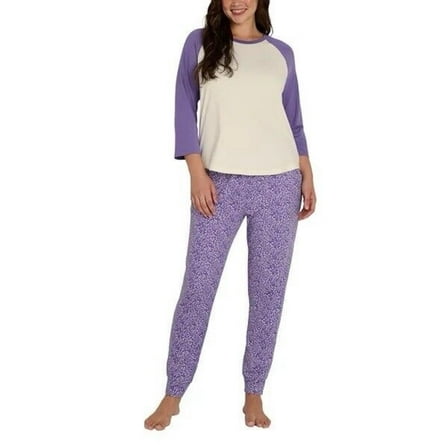 Eddie Bauer Women's 2 Piece Ultra Soft Sleep Pajama Lounge Set (US, Alpha, Large, Regular, Regular, Purple)