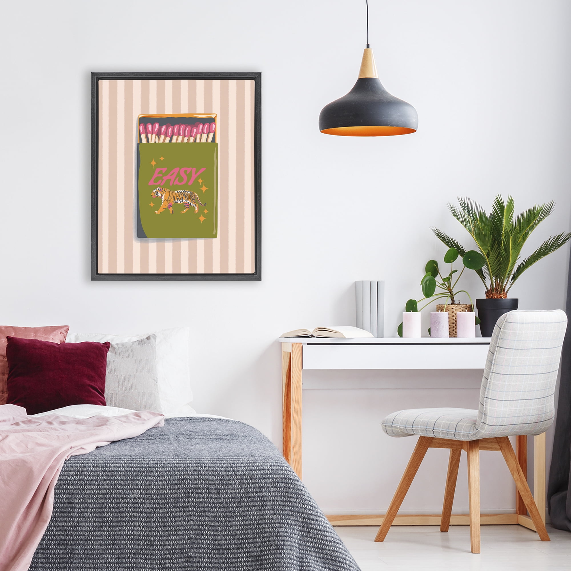 Easy Tiger Retro Matches Black Framed Floater Canvas Wall Art, design by Elyse Anastacia