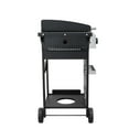thumbnail image 3 of 2-Burner Propane Gas BBQ Grill, SS Plancha, 24600BTU Output With Wire Enamel Cooking Grids For Outdoor Barbecue, Foldable Side Table, Hanging Basket, Stainless Steel, 3 of 5