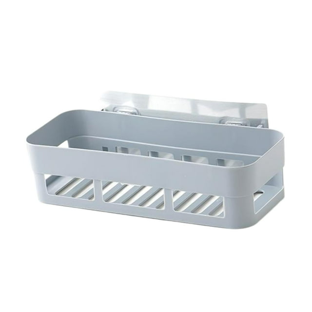 yuksok Rectangle Shower Suction Wall Floating Shelf Organizer for Kitchen Bathroom Gray