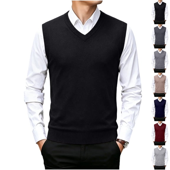 Zvmxot Sweater Vests for Men Sleeveless V Neck Knit Lightweight Pullover Sweaters Slim Fit Comfy