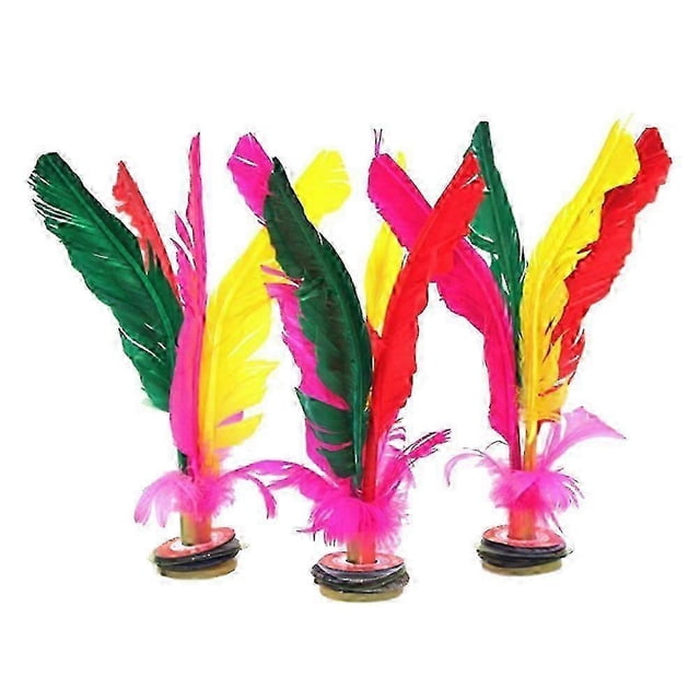 10pcs Colorful Feather Kick Shuttlecock Chinese Jianzi Goose Feather Rubber Foot Kicking Shuttlecock for Outdoor Sports Fitness(Random Colors)