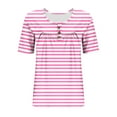 thumbnail image 6 of Xdegoge Women Activewear Clothes Ladies Tops Plus Size Short Sleeve Crewneck T Shirts Striped Summer Fashion Tunic Tops Loose Fit Dressy Casual Blouses Workout Y2K Tee Shirts Ropa Mujer, 6 of 6