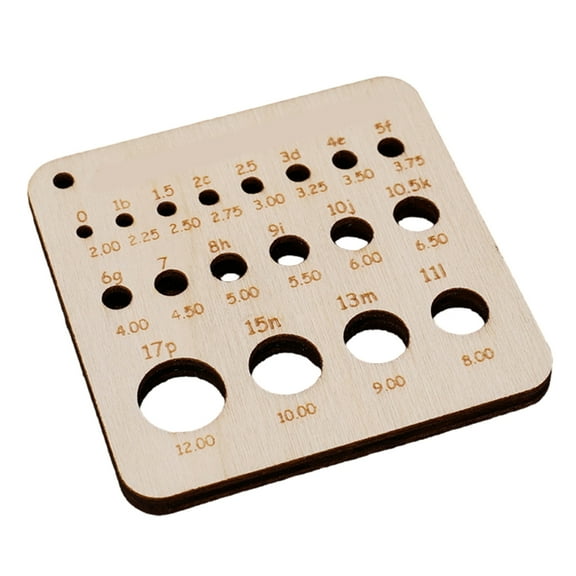 Wood Knitting Needle Gauge and Ruler Measuring Tool Knitting Needle Ruler