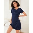thumbnail image 3 of Ekouaer 3 Pack Nightgowns for Women Short Sleeve Sleepshirt Button Down Nightshirt Soft Pajamas Dress Casual Sleepwear, 3 of 7