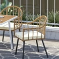 DEXTRUS 7pc Metal Rattan Wicker Patio Dining Set, Outdoor Conversation