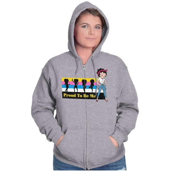 Betty Boop Proud to Be Me Cute Sassy Zip Hoodie Sweatshirt Women Brisco Brands S