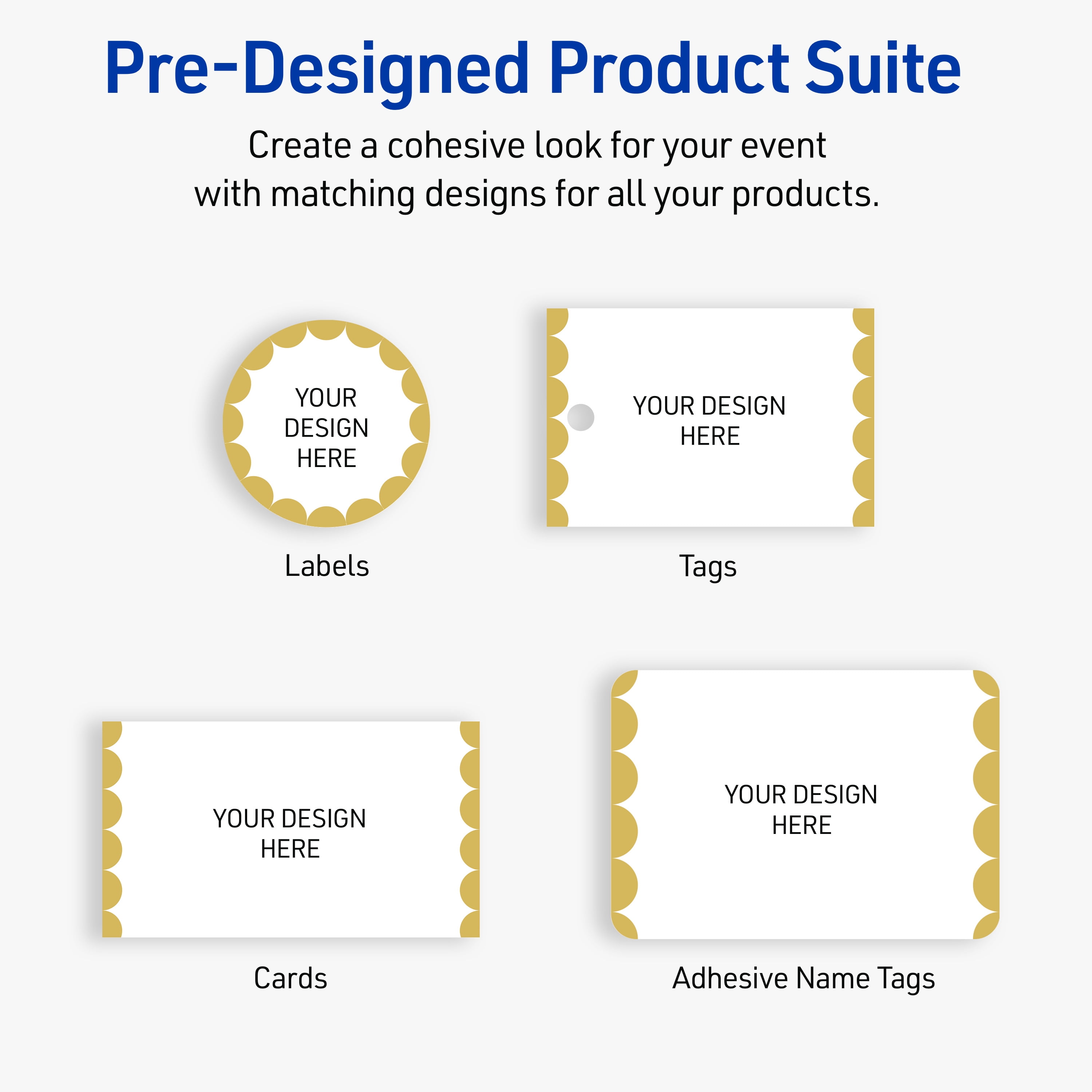 Avery 2" x 3" Labels, Pre-Printed Gold Edge Dots Design, 80 ct, Glossy, Gold Dots Edge