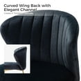 thumbnail image 3 of Wingback Black Dining Chair Small Velvet Makeup Vanity Chair Metal Legs Home Bedroom, 3 of 8