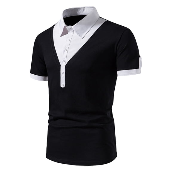 Njoeus Shirts For Men Golf Shirts For Men Men'S Cotton Zipper Lapel Short Sleeve Undershirts T-Shirt Casual Business Tops Shirt Black Shirts