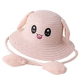 thumbnail image 3 of Sombrero de paja con orejas de moda con orejas que se mueven y saltan, gorras de pescador de protección para Rosa claro, 3 of 9