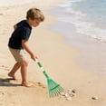 thumbnail image 6 of 1Pcs Leaf Rake, 3 Section Adjustable Handle Lightweight, Wooden Handle Leaf Rake with Metal Tines for Boys & Girls, Kids Garden Rake for Yard Cleaning Activities Use 27.5x5.9 Inch Green, 6 of 8
