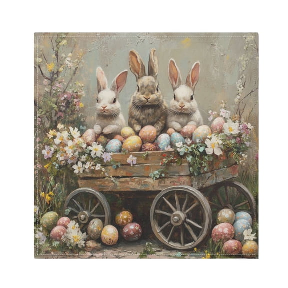Napkin Satin Napkin 20*20Inchx1 Kitchen Towel Dinner Plate Towel Decorative Towel Napkin Tea Towel Suitable For Kitchen Table The Three Easter Rabbits
