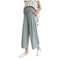 thumbnail image 2 of Delliss Maternity Wide Leg Pants Over The Belly Yoga Dress Work Pregnancy Pants Stretchy Lounge Wide Leg Trousers with Pockets, 2 of 7