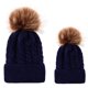 thumbnail image 1 of Gorro de punto trenzado con bola de otoño e invierno, cálido gorro de lana con bola de piel de mapache de imitación para padres e hijos, 1 of 6