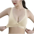 thumbnail image 2 of Jacenvly Bralettes for Women Plus Size Solid Loose Leisure Women Bras Women'S Front Buckle Underwear Gathered Bra Small Breast Large Tank Top Underwear Beige, 2 of 9