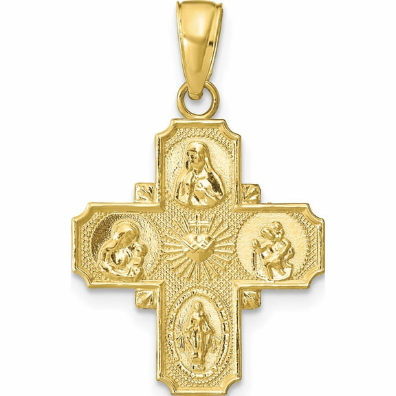 10K Yellow Gold 4-Way Medal Pendant (29 X 19) Made In Peru -Jewelry By Sweet Pea