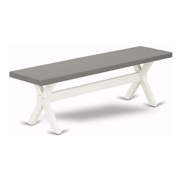 Pemberly Row Contemporary X-Style 15x60" Wood Dining Bench in White/Gray