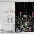 thumbnail image 4 of Spring Floral Waterproof Fabric Shower Curtain,Black Farmhouse Botanical Watercolor Waterproof Fabric Shower Curtain for Bathroom Curtains Bathtubs Hotel Shower Curtains with 12 Hooks Small 36x78in, 4 of 8