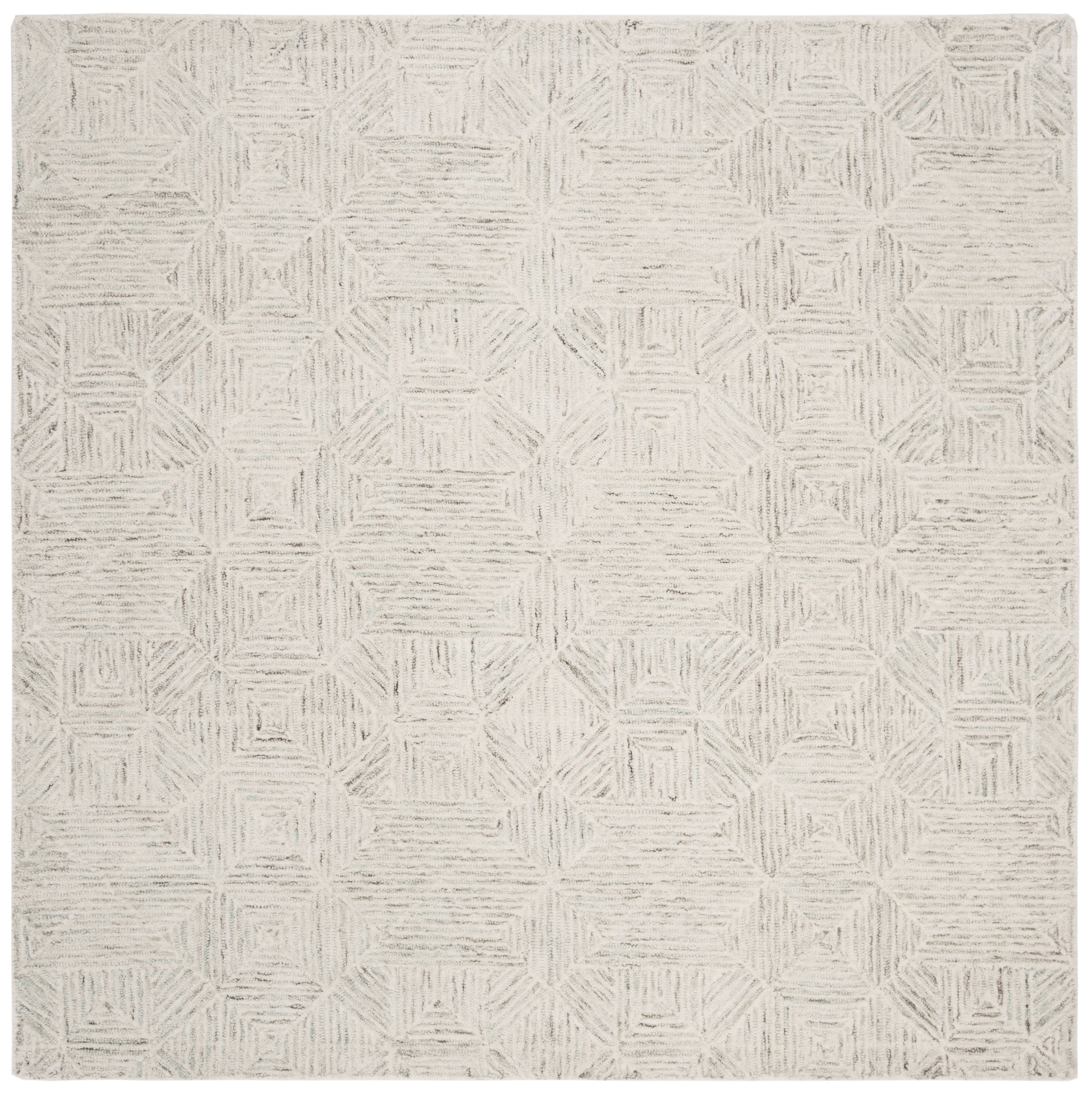 SAFAVIEH Abstract Brock Geometric Area Rug, Ivory/Light Blue, 10' x 10' Square