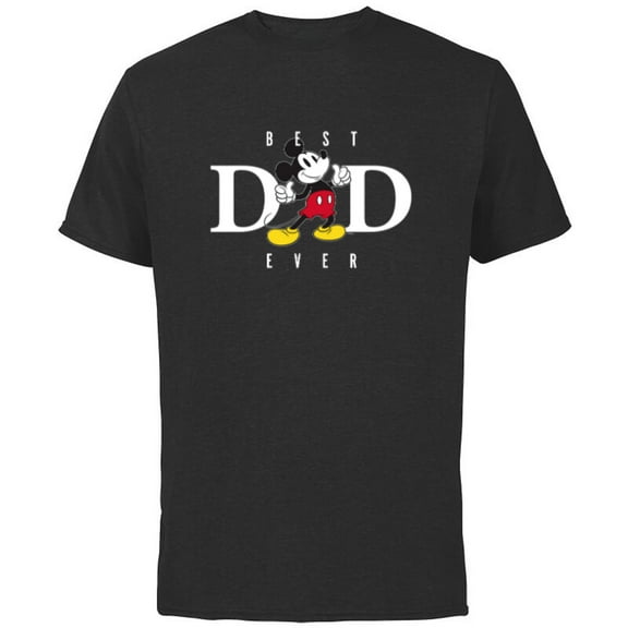 Disney Mickey Mouse Thumbs Up Best Dad Ever Father’s Day - Short Sleeve Cotton T-Shirt for Adults - Customized-Black