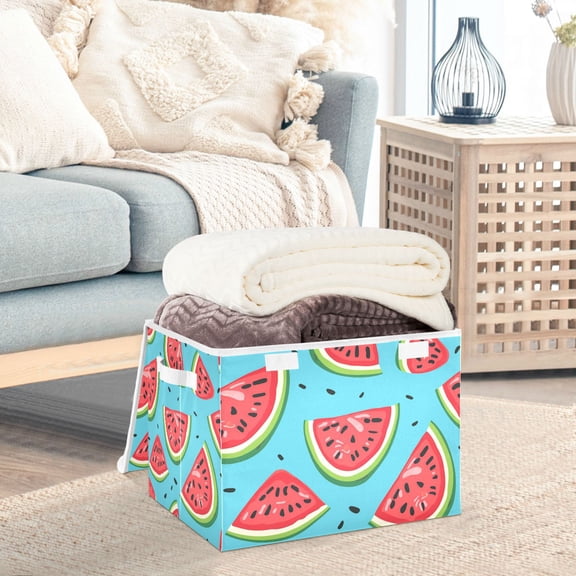 Watermelons Storage Basket Foldable Laundry Basket Shelf Kids Toy Storage Container Organizer with Handles
