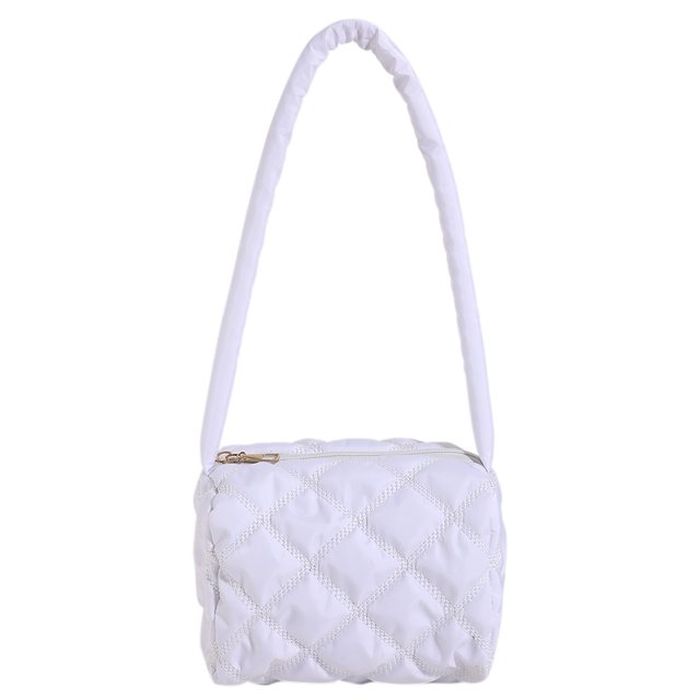 Bolsos Hombro para Mujer Bolsos Tote Nailon Bolsos Acolchados Con Entramado Rómbico (Blanco)