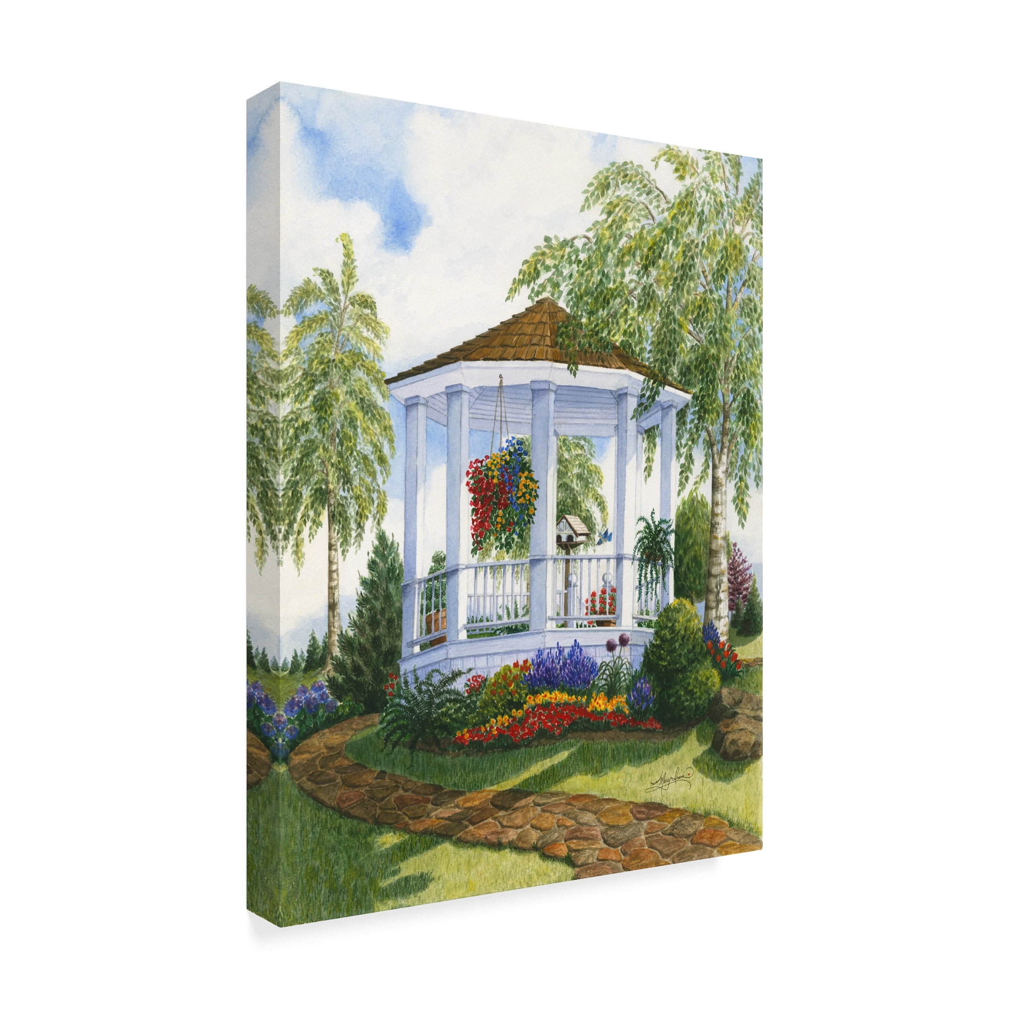 Trademark Fine Art 'Garden Gazebo' Canvas Art by Mary Irwin