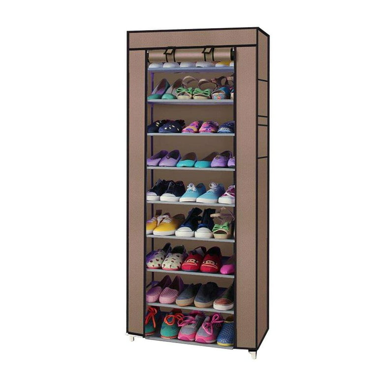 Ktaxon 10 Layer 9 Grid Shoe Rack Shelf Storage Closet Boot Organizer  Cabinet Portable，Multi-color 