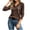 Brown, variant on Women's Knit Rib Hooded Top, Button Front Drawstring Long Sleeve Solid Casual Shirt