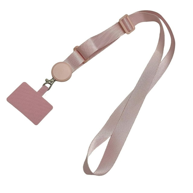 Inteprter Cordones universales para teléfono, parche cruzado, ajustable, extraíble, antipérdida, para colgar en el cuello, accesorio de correa Teléfono y Comunicación Rosa claro